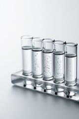 Cosmetic Laboratory Concept with Clear Serum in Glass Vials for Skincare