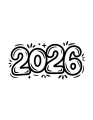 Hand drawn collection of handwritten 2026 number. Vector doodle set of 2026 Happy New Year symbols
