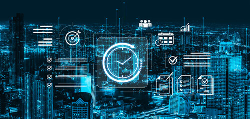 Concept of time management and productivity. Using tools like calendars and checklists to schedule tasks, set goals, and meet project deadlines for business efficiency. Fermion