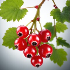 Red currant grows on bush. Nature, organic food and gardening