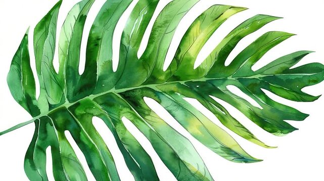 Video A watercolor depiction of a single green leaf