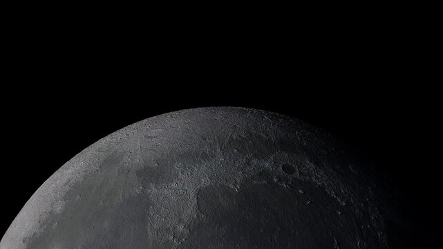 Close Up Rotating Moon Surface with Craters and Horizon Loop