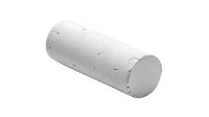 Close-up of a white cylindrical object with surface damage