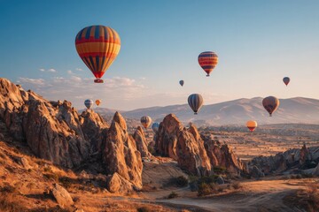 Naklejka premium Hot Air Balloons Over Cappadocia Sunset