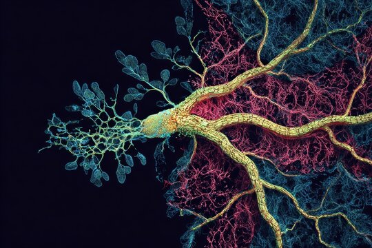 Neurotransmitter release depicted as lymphatic flow.