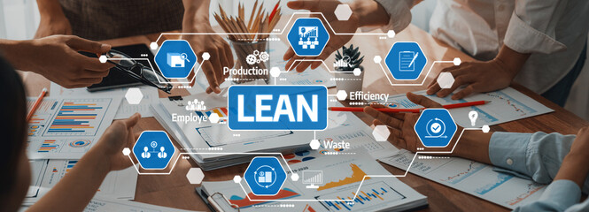 Analyst team utilizing BI Fintech to analyze and pointing at financial dashboard paper office....