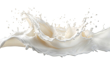White liquid splash, dynamic wave against solid black background