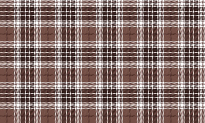 Seamless plaid fabric in cream, white, and brown colors, perfect for fashion design in clothing, skirts, trousers, and dresses, adding a classic and modern touch to any style.