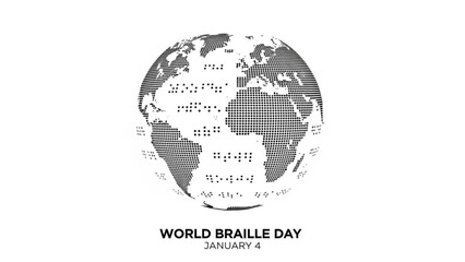 Obraz premium World Braille Day: Celebrating inclusivity and accessibility, an artistic globe adorned with Braille text signifying global understanding, set against a pristine, uncluttered backdrop.