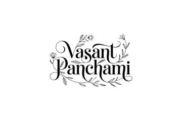 Vasant Panchami Vector Typography | Elegant Festive Lettering for Spring Festival