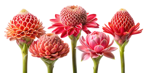 Vibrant torch ginger blooms