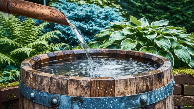 Rain Barrel Collecting Water Sustainable Gardening Eco Friendly Living