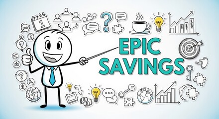 Epic Savings Creative Illustration with Hand Drawn Elements for Marketing and Promotion Campaigns