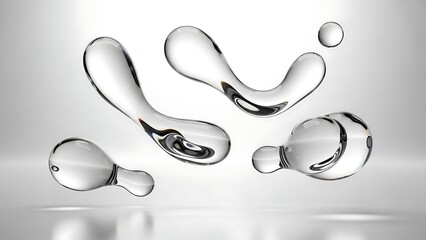 Clear water droplets floating in air.