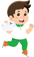 Happy School Boy Jump Illustration