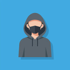 Man in Hoodie and Face Mask Simple Avatar Illustration