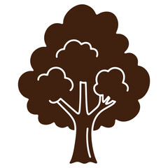 Simple Tree Silhouette Illustration Brown and White Nature Concept Environmental Awareness