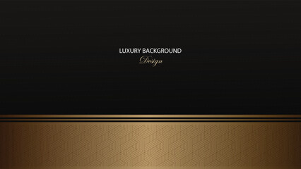 Luxury background vector design. Black luxury background with gold line and pattern decoration. Suit for award, card, invitation, certificate and others