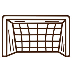 Soccer goal illustration with net isolated on transparent background for sports design and graphics
