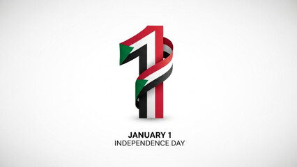Sudan Independence Day: A patriotic graphic celebrating Sudan's Independence Day, featuring the number 1 adorned with the nation's flag colors, a symbol of unity and national pride.