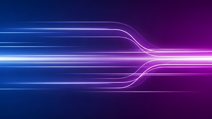 Abstract technology background with dynamic glowing lines and digital light trails.