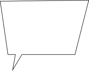 Blank Speech Bubble with Tail Black Outline Isolated on White