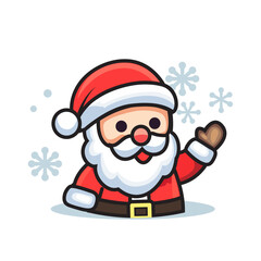 Santa Face with Snowflakes flat Vector