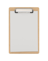 Blank clipboard on white background. Isolated 3D illustration
