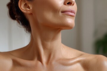 Woman feeling refreshed with smooth, radiant skin after beauty care routine