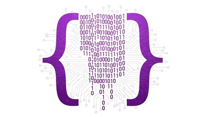 Purple curly bracket code symbol.