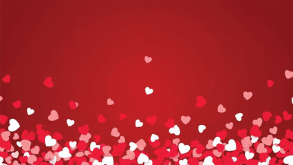 Crimson Red Background with Falling Hearts - A Romantic and Festive Design Element for Valentine's Day and Celebrations