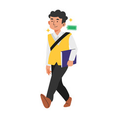 Confident Employee Walking with Positive Mood Illustration