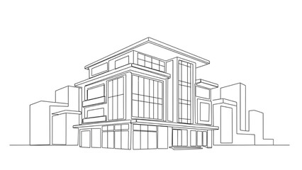 Obraz premium Modern Building Illustration with Clean Lines and Minimalist Architecture Design