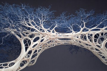 Naklejka premium Neural connections portrayed as bridges over lymphatic rivers.