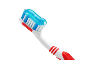 Toothbrush with blue toothpaste
