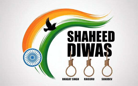 Shaheed Diwas Bhagat Singh Rajguru Sukhdev Tricolor Tribute Memorial Illustration