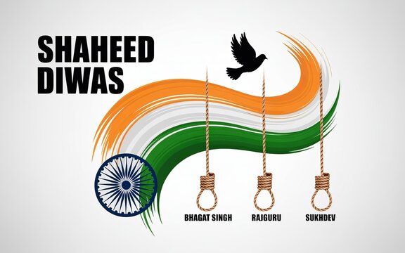 Shaheed Diwas Bhagat Singh Rajguru Sukhdev Tricolor Tribute Memorial Illustration