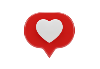 Red heart icon in chat bubble