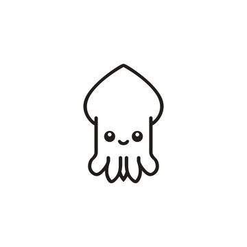 Flat vector squid logo template