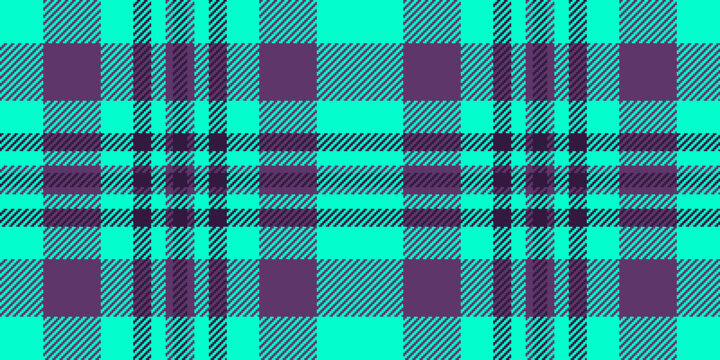 Beautiful pattern tartan texture, mockup check vector fabric. Curved plaid background seamless textile in bright and purple colors.