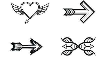 Tattoo designs with arrows and heart symbols