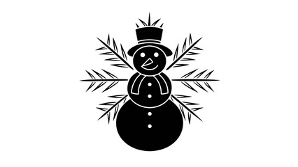 Smiling snowman in winter hat with snowflakes