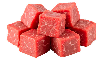 ia generated. Fresh beef cubes isolated on transparent background
