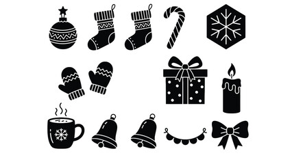 Christmas icons set with holiday symbols