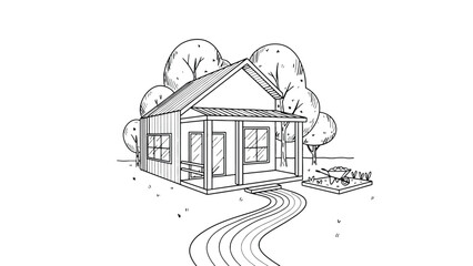 Cozy house with garden and pathway