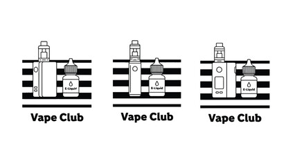 Vape Club logo with electronic cigarette and e-liquid bottle