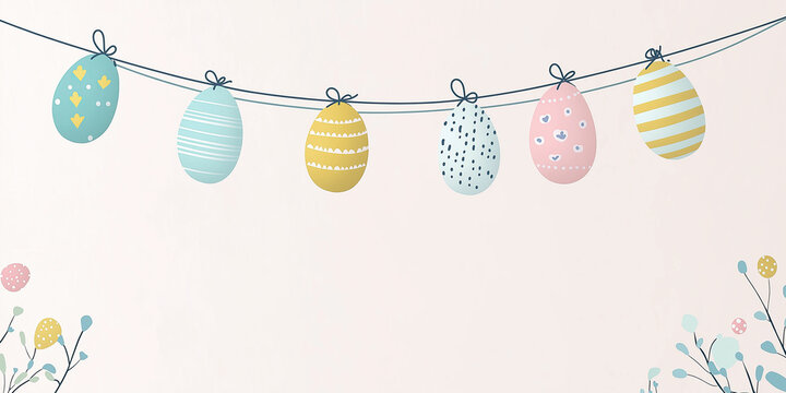 Patterned hanging shells decorate simple backdrop with playful seasonal charm.
