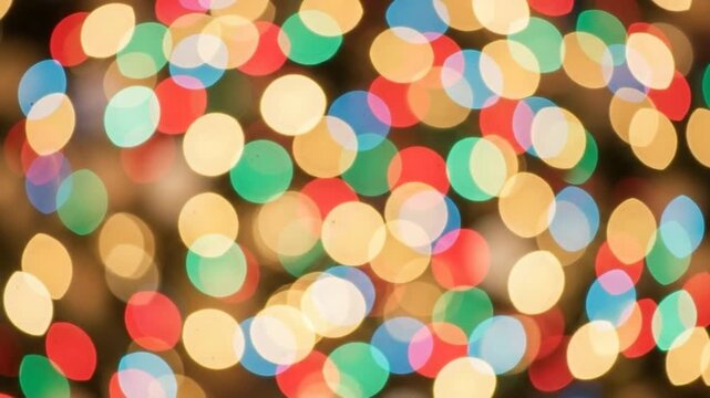 Abstract Bokeh Lights Background Vibrant Colors Red Blue Green Gold Circle Shapes Soft Focus Festive Celebration Atmosphere