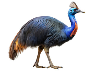 Vibrant cassowary bird strides confidently