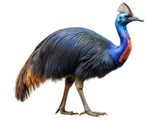 Vibrant cassowary bird strides confidently